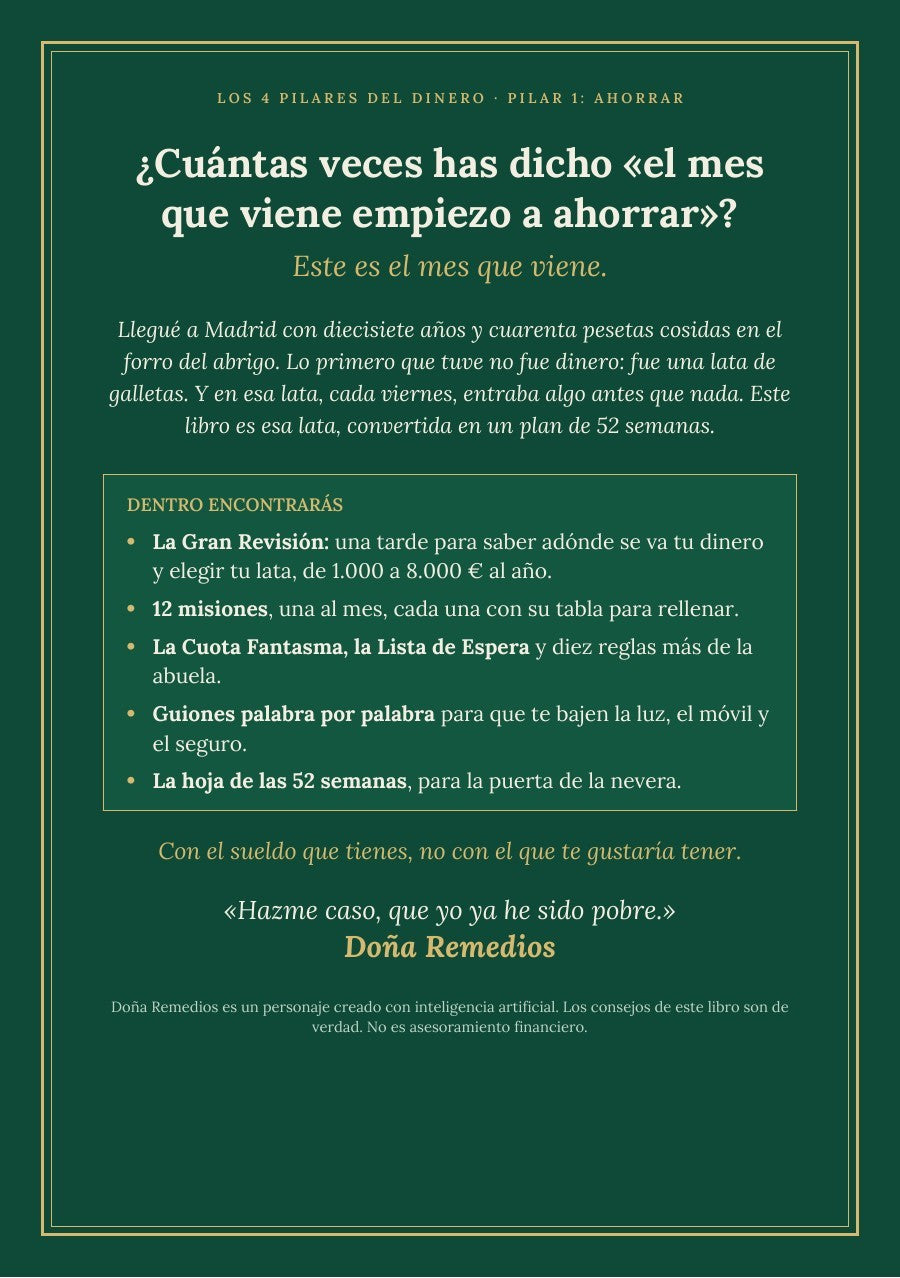 Contraportada de «El reto del ahorro en 52 semanas», Pilar 1