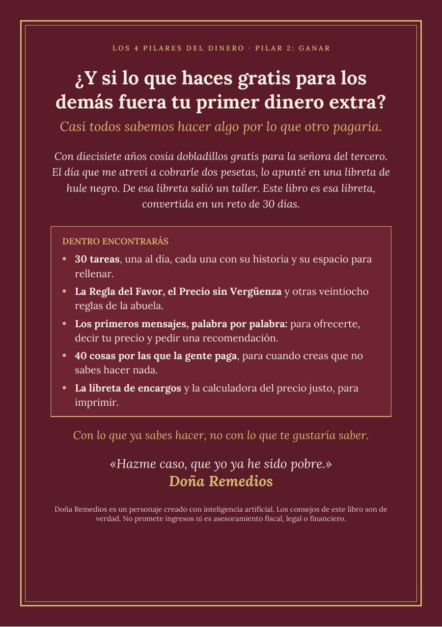 Contraportada de «El reto del dinero extra en 30 días», Pilar 2
